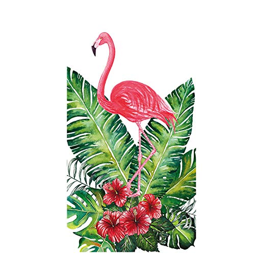 Frosted Translucent Window Bathroom Film Sticker for Bathroom Living Room - Flamingo in Green Leaves 60cm x 116cm