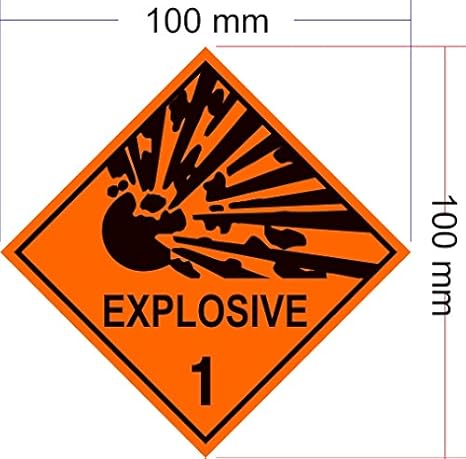 Explosive symbols are used to label materials