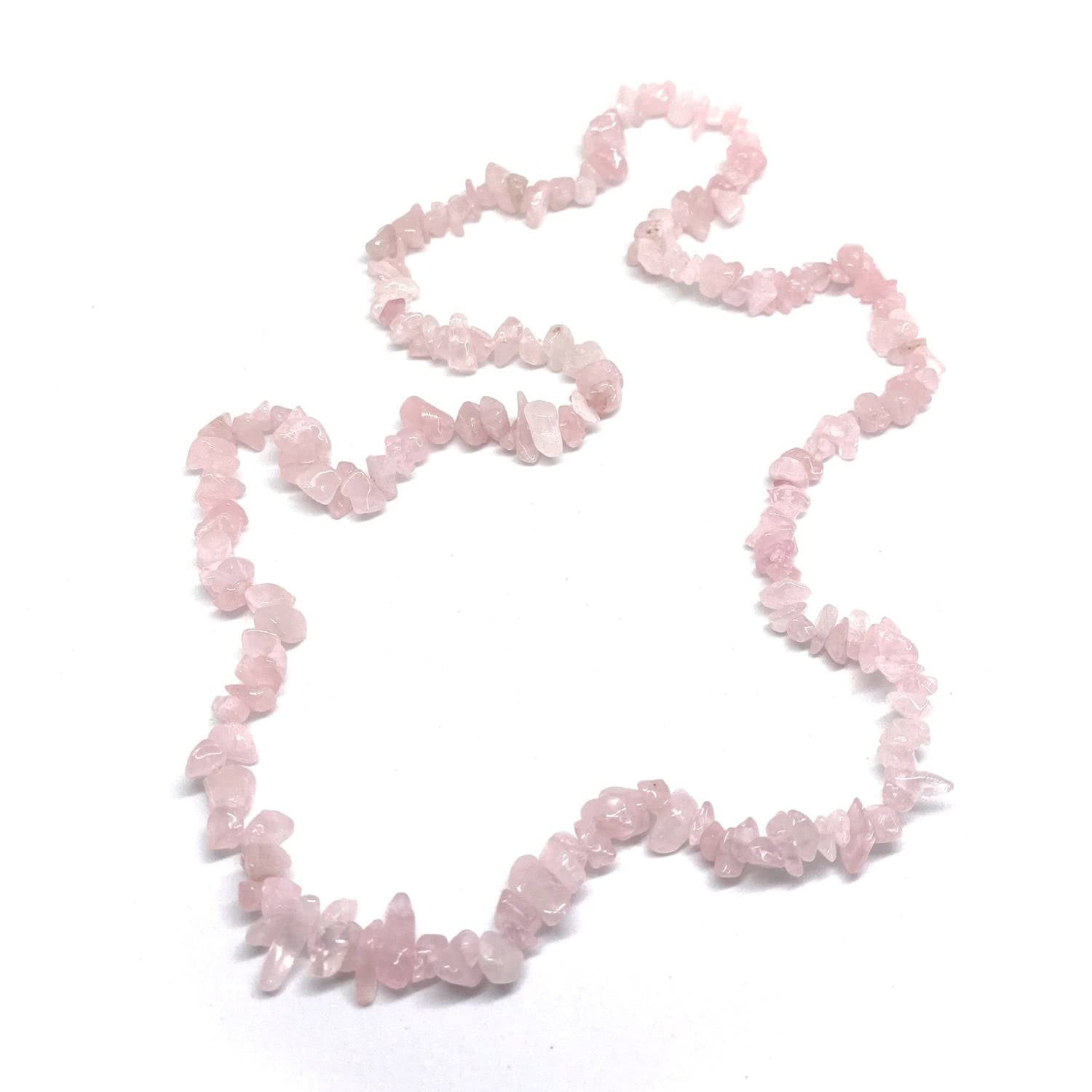 Rose Quartz Chip 26 Inch Claspless Rope Necklace