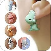 Cute Animal Bite Earrings for Women Trendy 3D Clay Earrings Animal Cartoon Biting Ears Stud Earrings Christmas Jewelry Gifts