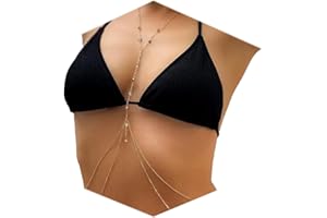 MODRSA Gold Body Chain Jewelry for Women Sexy Body Jewelry for Women Rhinestone Waist Chain Silver Bra Lingerie Bikini Top Li