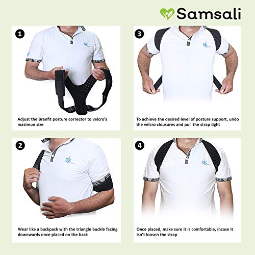 Samsali Posture Corrector, Adjustable Posture Corrector for Men and Women, Back Straightener and Shoulder Support, Best Posture Corrector for 2019, Medium
