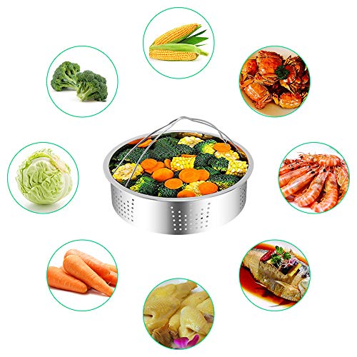 E-Gtong Pressure Cooker Accessories Set Fits 6, 8 QT, 5-Pieces Value Pack Included Stainless Steel Steamer Basket, Non-Stick Cake Pan, Egg Bites Molds, Egg Steamer Rack and Dish Clip