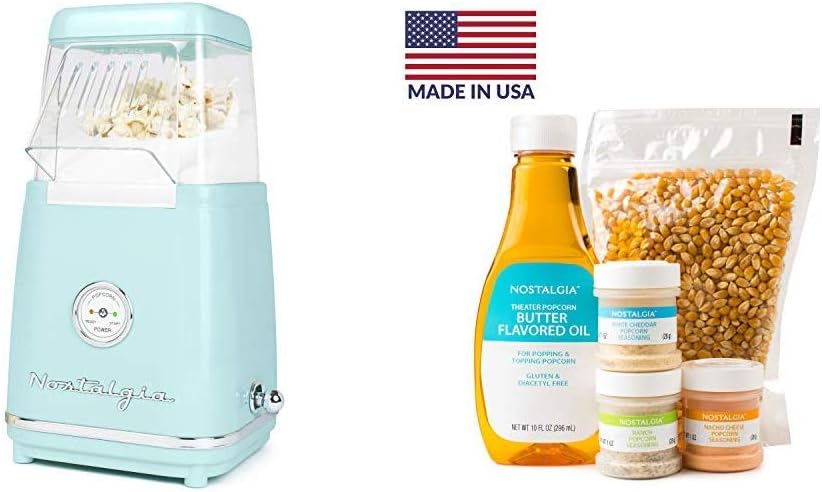 Nostalgia CLHAP12AQ Classic Retro Healthy Hot-Air Tabletop Popcorn Maker with Popcorn Kit