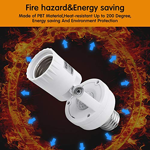 8T8 Motion Sensor Light Socket, PIR Motion E26 Screw Bulb Adapter, Adjustable Auto On/Off Night Light Control Smart sensor bulb adapter for Storage Room, garage light (Manual Sensor_1) - Thumbnail 2