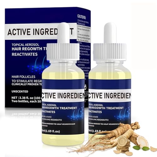 Hair Loss Serum 2 x 50 ml, Hair Growth Serum with Biotin, Lightweight Hair Densifier for Men and Women, Strengthening Hair Serum for Fine, Weak and Damaged Hair, Blue
