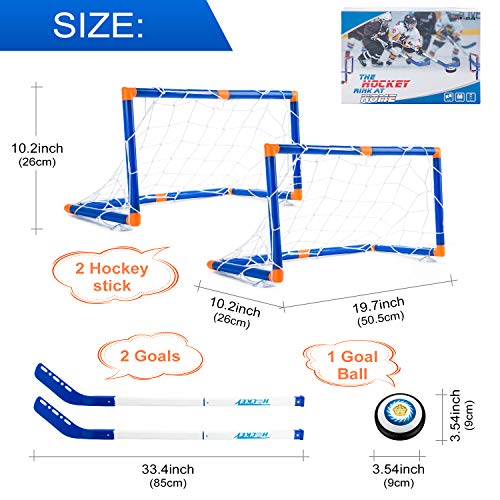 Boys Toys Hover Hockey Set- Hovering Hockey Toys with Foam Bumper for Indoor Games, Air Power Training Ball Playing Hockey Game,Hockey Toys for 3 4 5 6 7 8 9 10 11 12 Year Old Boys Girls