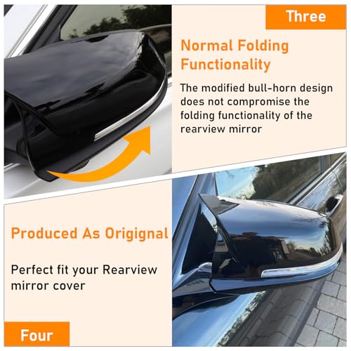 ‎Altsbaos Compatible with Replacement Mirror Covers for BMW F20 F21 F22 F23 F87 F30 F31 F34 F32 F33 F36 I01 E84 BMW Series 1 2 3 4 i3 x1 Left + Right Mirror Covers (Black (BrBrante)