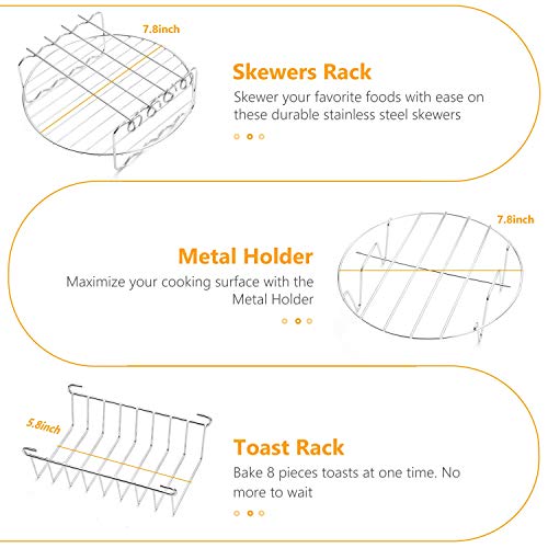 8 inch Air Fryer Accessories 12 Pcs for Gowise Phillips Cozyna Airfryer XL 4.2QT-5.8QT, Deep Fryer Accessories Set of 12 (Renewed) - Thumbnail 2