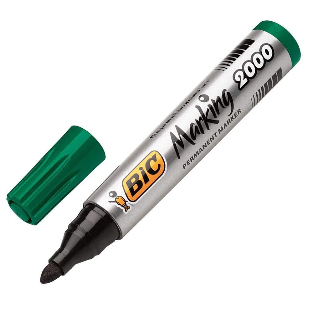 BIC Marking 2000 ECOlutions Permanent Bullet Tip Markers - Green, Box of 12