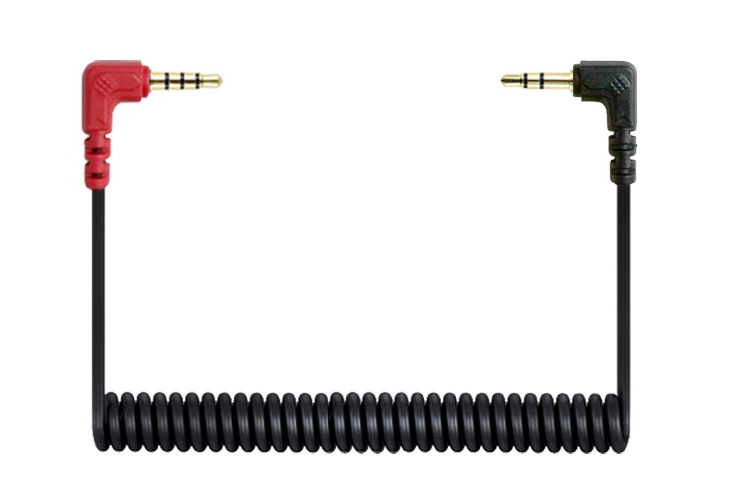 Alphatec Replacement Coiled SC7 Cable 3.5mm TRRS to TRS Microphone Cable - Microphone, Audion & Lavalier to Smartphone Wire for RODE VideoMicro VideoMic Go BOYA 80cm