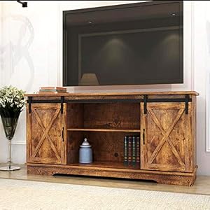 Rainbow Sophia TV Stand for TVs Up to 65 Inch, Modern Farmhouse Wood Storage Cabinet with Sliding Barn Doors and…