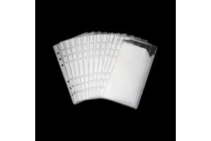 AXEWOODZ A6 Binder Pockets 12pcs Clear PVC Binder Pouches 6 Holes Zipperless Side Open Cash Budget Envelopes Waterproof Document Filing Bags for A6 Binder Protectors Photos, Cash Organize
