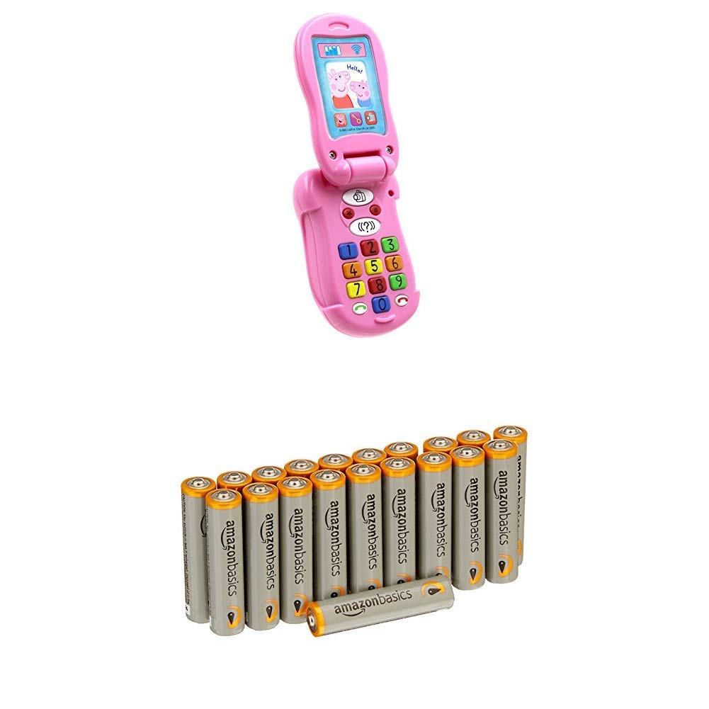 Peppa Pig PP06 Flip and Learn Phone Electronic Toy with Amazon Basics Batteries