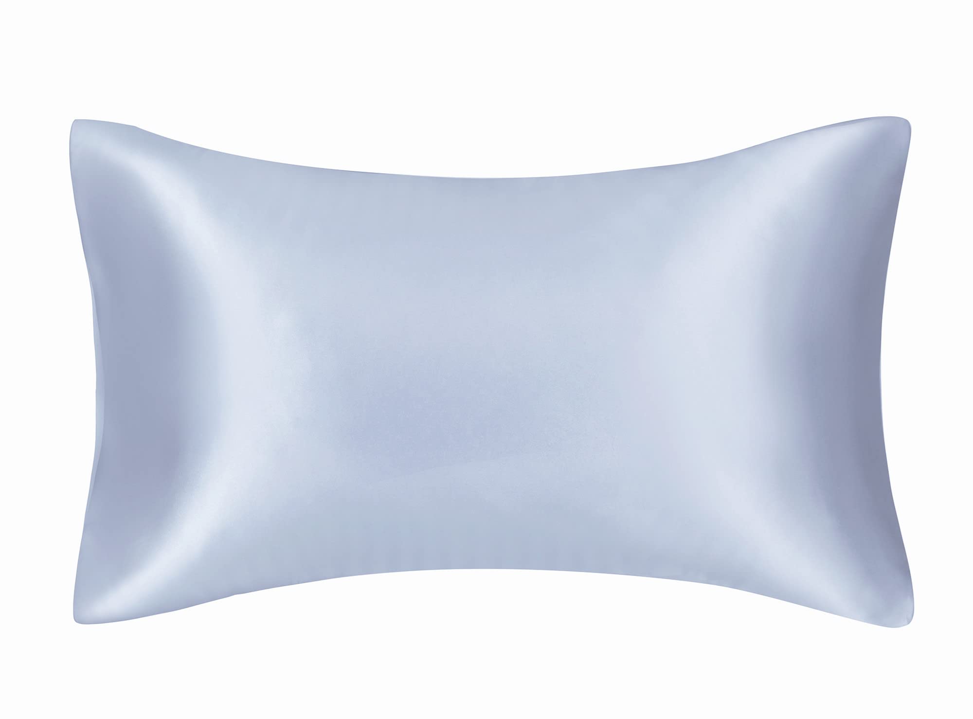 FLCA 100% Mulberry Silk 19 Momme Charmeuse Silk Pillowcase Both Sides Silk Hypoallergenic Pillow Shams Cover for Skin Health with Hidden Zipper 1pc 50 x 75 cm (Silver, Standard(50x75cm))