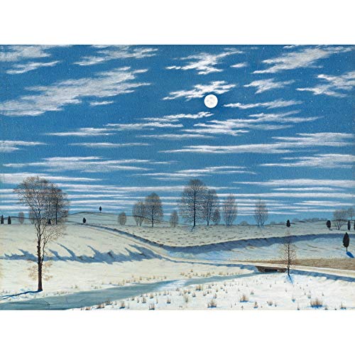 Artery8 Farrer Winter Scene In Moonlight Painting Art Print Canvas Premium Wall Decor Poster Mural
