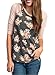 HOTAPEI Women Casual Floral Print 3 4 Sleeve Crew Neck T Shirt Blouse Tops Rose XL