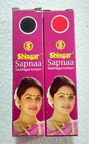 India Traditional Shingar Sapnaa Saubhagya Kumkum 2 Shades 5gm each - Black &amp; Red Liquid Bindi