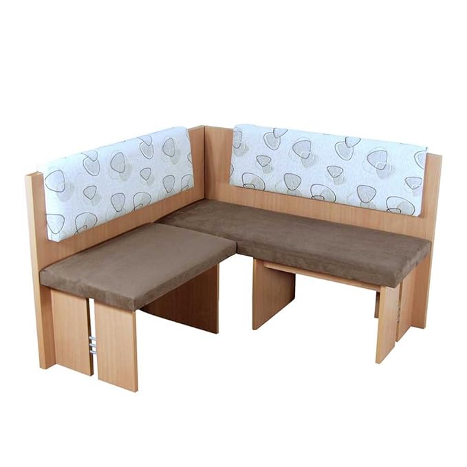 Pharao24 Kücheneckbank in Braun Creme Weiß Gemustert Breite 128 cm Höhe