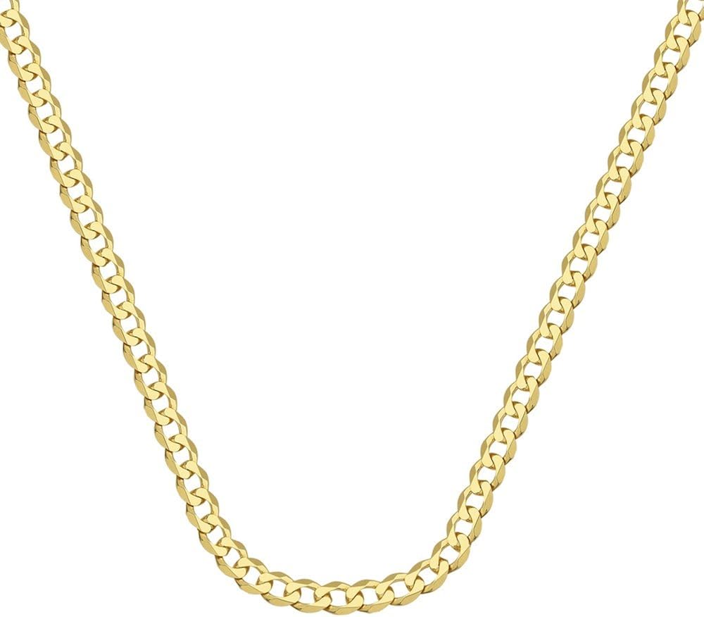 14k Curb Chain Necklace in White Gold 