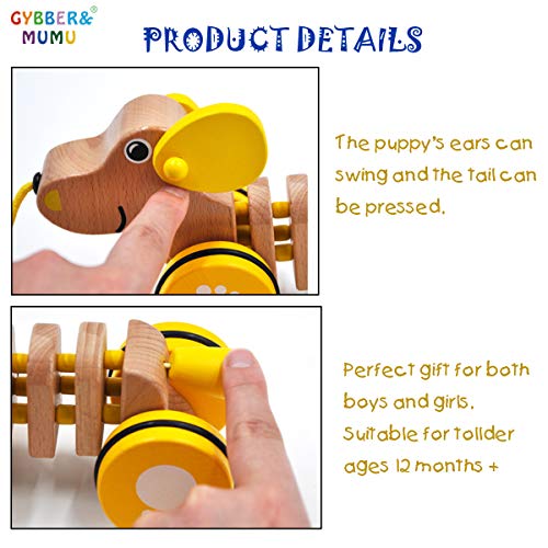 GYBBER&MUMU Playful Puppy Wooden Pull Toy Preschool Solid Wood Educational Toys for Toddlers Ages 12 Months + - Thumbnail 4