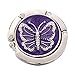 ROFLYER Butterfly Round Purse Hook - Foldable Handbag Hanger Safer Cleaner Bag, Fold Up For Easy Storage,Folding Table Hanger, with Velvet Pouch (Purple)