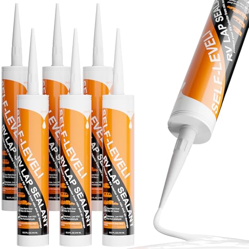 WELLUCK 4PC Self Leveling RV Roof Sealant Lap for RV Roofs, White Flexible Repair Caulking Rubber Epdm Sealant for Camper Motorhomes Trailers, Secure Odorless Waterproof & UV All Weather Adhesive