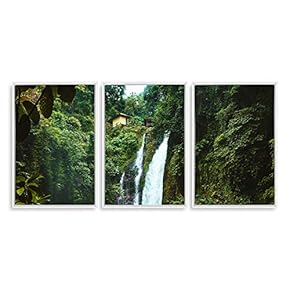 3 Piece Framed Canvas Wall Art for Living Room, Bedroom Waterfall in Deep Forest of Croatia Canvas Prints for Modern Home Decoration Ready to Hang - 16"x24"x3 Panels