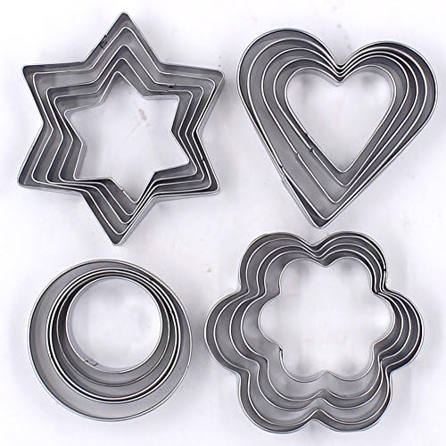 Zicome Fun Shaped Cookie Cutters, Assorted Sizes (Star, Heart, Flower, Round)