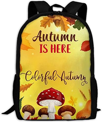 3D Autumn Is Here With Mushroom Unisex Backpack Lightweight Laptop Bags Shoulder Bag School Bookbag Daypacks