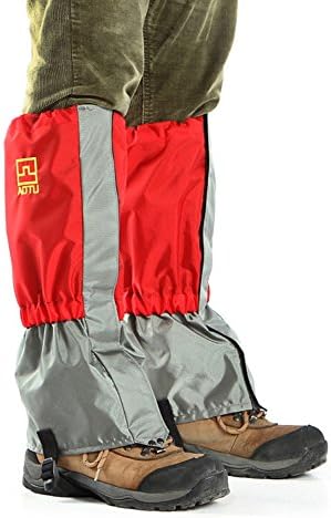 GearFan Leg Gaiters Waterproof Snow Boot Gaiters Nylon Waterproof Lattices for Biking Boating Fishing Skiing Snowboarding Hiking Climbing Hunting Red