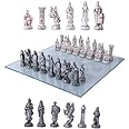 Gifts & Decors Crusader Christian Kingdoms VS Muslim Ottoman Empire Resin Chess Pieces with Glass Board Set