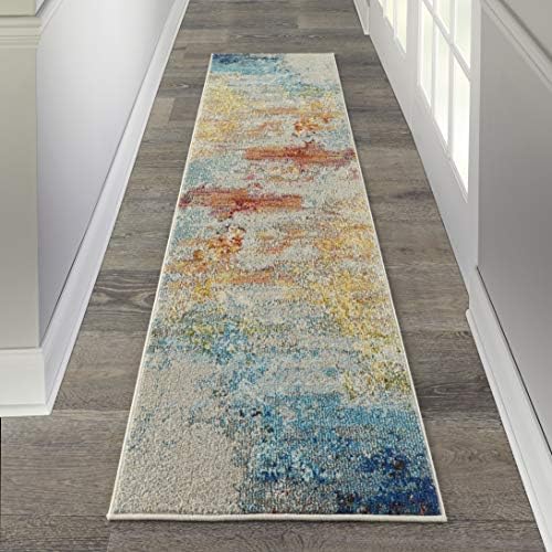 Nourison Sublime Modern Abstract Area Rug, 2X6, Multicolor Grey, Sealife
