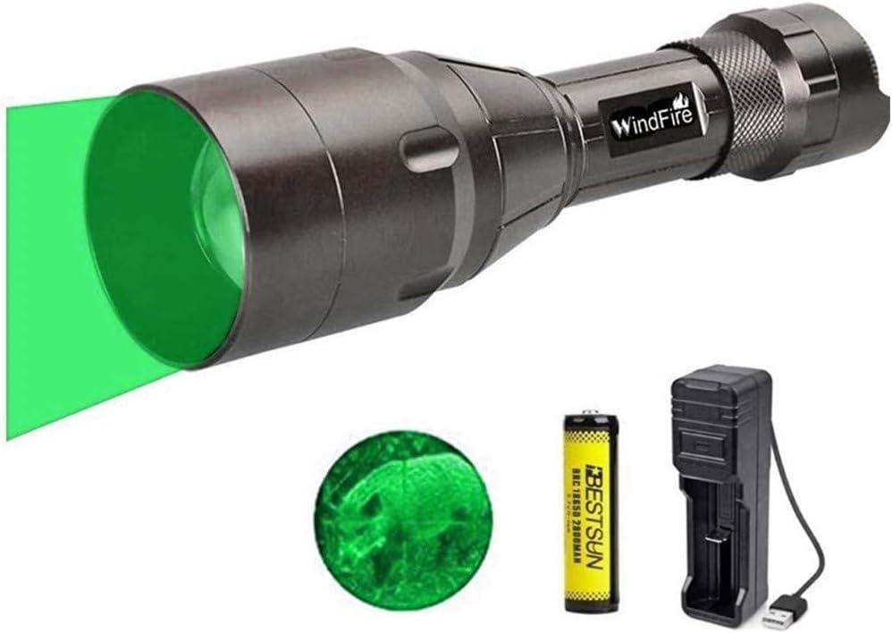 LUXJUMPER Green Hunting Torch, 1000 Lumen Dimmable Green LED Tactical