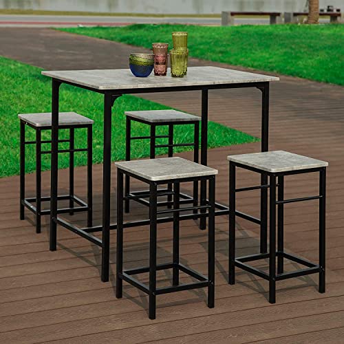 Haotian OGT11HG, 5 Piece Dining Set, Dining Table with 4 Stools, Home