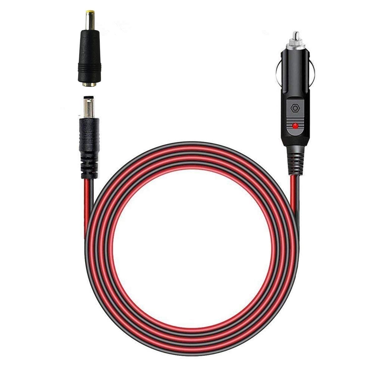 Photo 1 of 12V-24V DC Car Charger Auto Power Supply Cable - DC 5.5mm x 2.1mm to Car Cigarette Lighter Male Plug Car Cigarette Lighter Cable