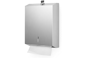 COWHERDING Paper Towel Dispenser Wall Mount Commercial, Brushed Stainless Steel Tissue Holder with Lock, Large Capacity for 400 C-Fold/525 Multifold/Trifold Paper Towels for Bathroom & Public Place/Restaurants