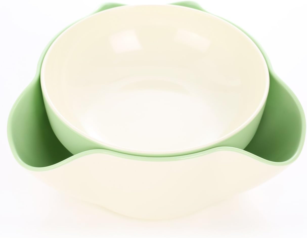 FaSoLa Double Dish Nut Bowl with Pistachios Shell Storage (Green)