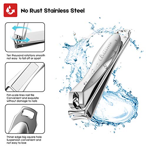 Bsisme Nail Clipper Set-Sleek Stainless Steel Fingernails & Toenails Nail Clippers with File Sharp Durable Effortless Nail Cutters for Men Women(2 PCS)