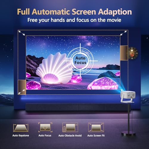 [3500-Ultra Bright/Official Apps Downloads/65W Dolby Audio/4K Support] Smart Outdoor Projector with WiFi and Bluetooth, Auto Focus, All-in-One Streaming Apps Proyector, 2026 Upgraded from Grey Model