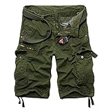 SHDIBA Men's Cotton Cargo Shorts with Multi Pockets Casual Loose Fit Pants Wear