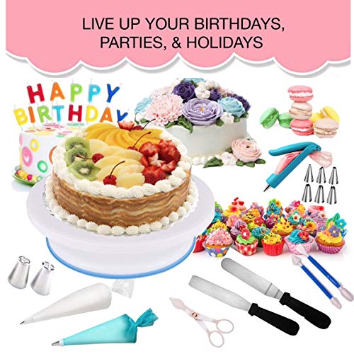 Cake Decorating Supplies 345 PCS Baking Set with Springform Cake Pans Set, Cake Decorating Kit, Cake Rotating Turntable, Icing Tips & Icing Bags, Cake Baking Supplies for Beginners.
