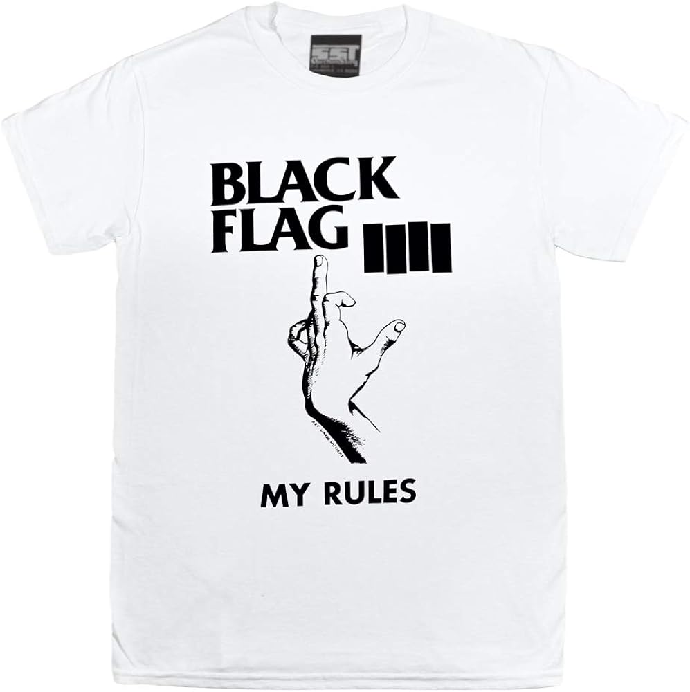 Black Flag - My Rules T-Shirt White | Amazon.com