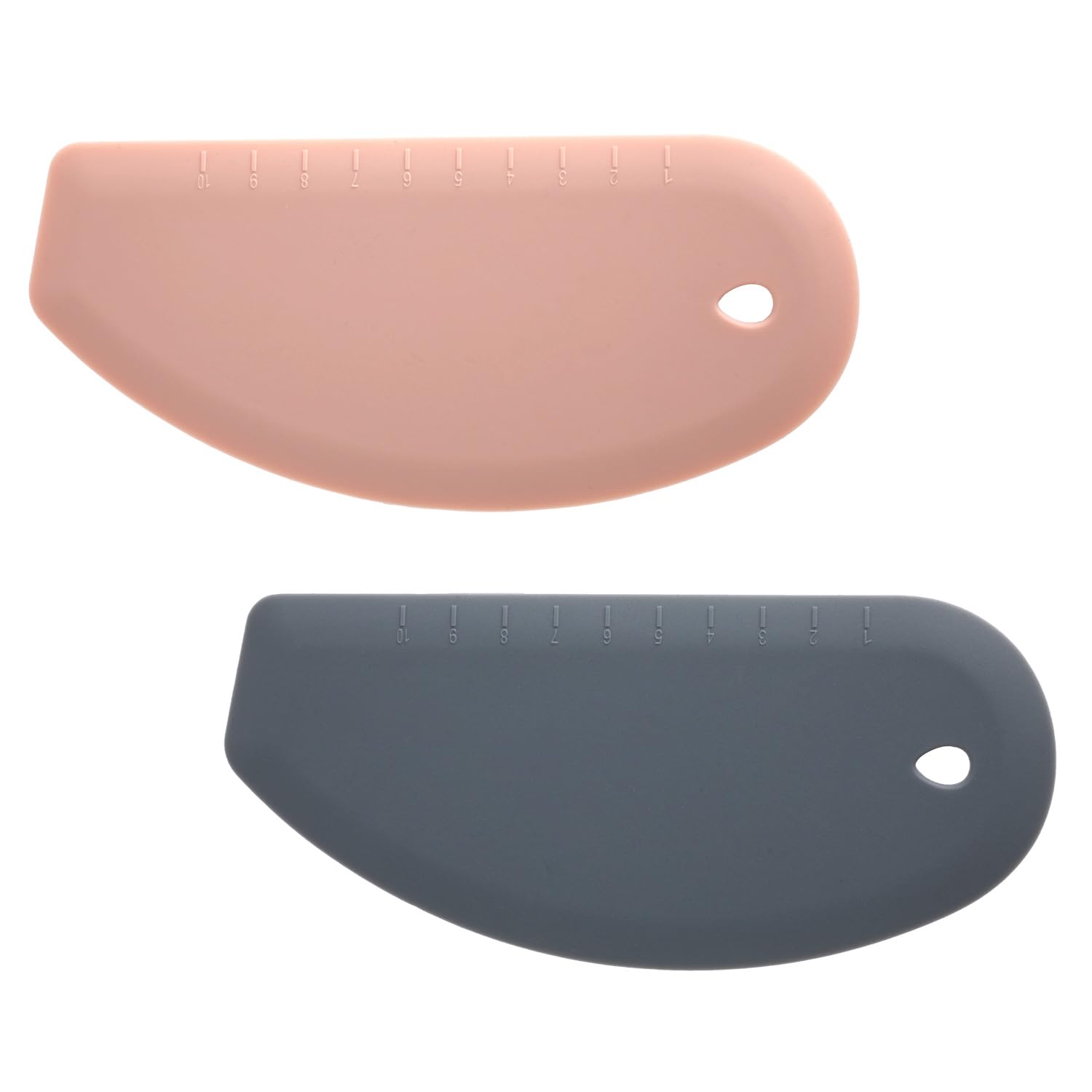 2pcs Silicone Dough Scraper, Curved Edge Bench Scraper & Stainless Steel Sheet Flexible Pastry Scraper Bread Cutter Bowl Pan Scraper Tool for Baking Sourdough Bread Proofing Cake Basket(Pink, Grey)