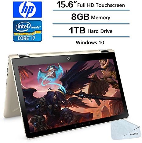 2018 Newest HP Flagship 2in1 15.6" Touchscreen FHD IPS Laptop, Intel Core i7-8550U (Up to 4GHz), 1TB HDD, 8GB RAM, Radeon 530 Dedicated, Win 10 W/ Hesvap Microfiber Cleaning Cloth, 2Year Warranty