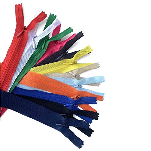 Yzsfirm 10 Pcs 16 Inch Real Silk Invisible Sewing Zipper Bulk,Gray Coil