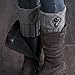 FAYBOX Winter Leg Warmer Crochet Knit Boot Socks Button Grey,One size
