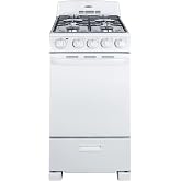 Summit 20&rdquo; Gas Range, 4 Burners, White - RG200WS | 4 Sealed Burners, 2.3 cu.ft. Oven, ADA Compliant, Electronic Ignition