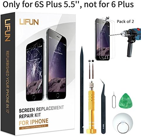 Screen Replacement for iPhone 6S Plus 5.5'' BLACK COLOR with Tools,Instruction,2 Screen Protectors,LCD Repair Kit Display Full Front Touch Screen Digitizer Frame Assembly (Black)