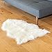 SLPR High Pile Faux Sheepskin Rug (2' x 3', White) | One-Pelt Decorative Rug for Bedroom Living Room Guest Room Plain Area Soft Furry Rug